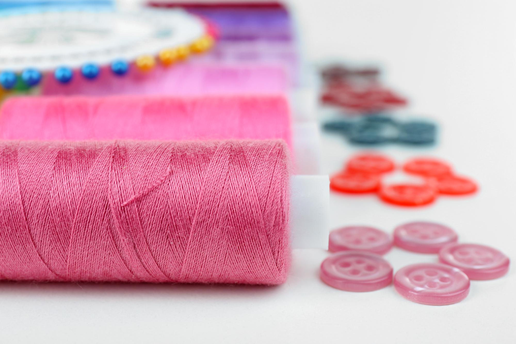 Sample stitches arranged on card with labels